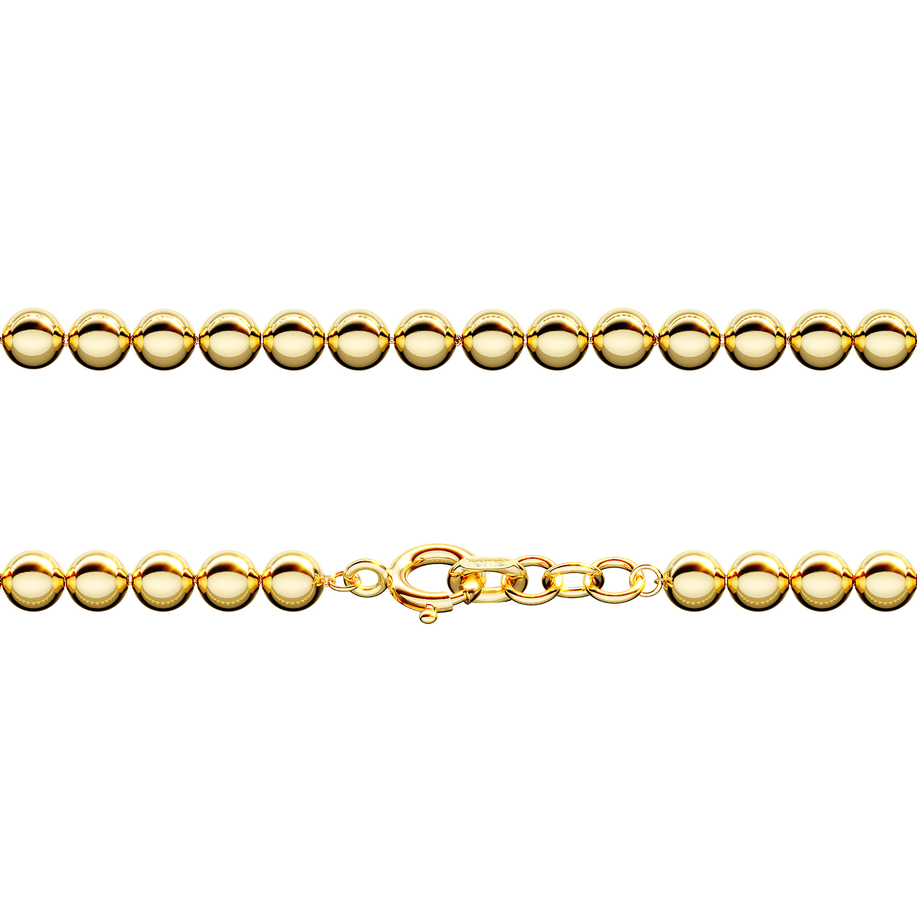 A detail of Sphere Link Chain in Gold